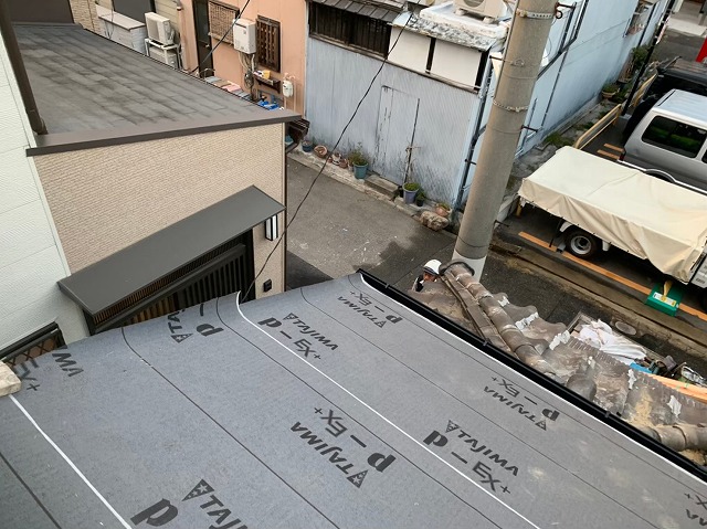 軒先から設置防水紙